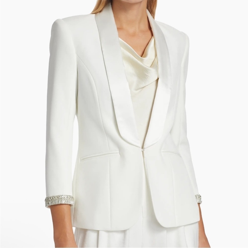 Nwt Generation Love Argo Crystal Trimmed Satin & Crepe Blazer